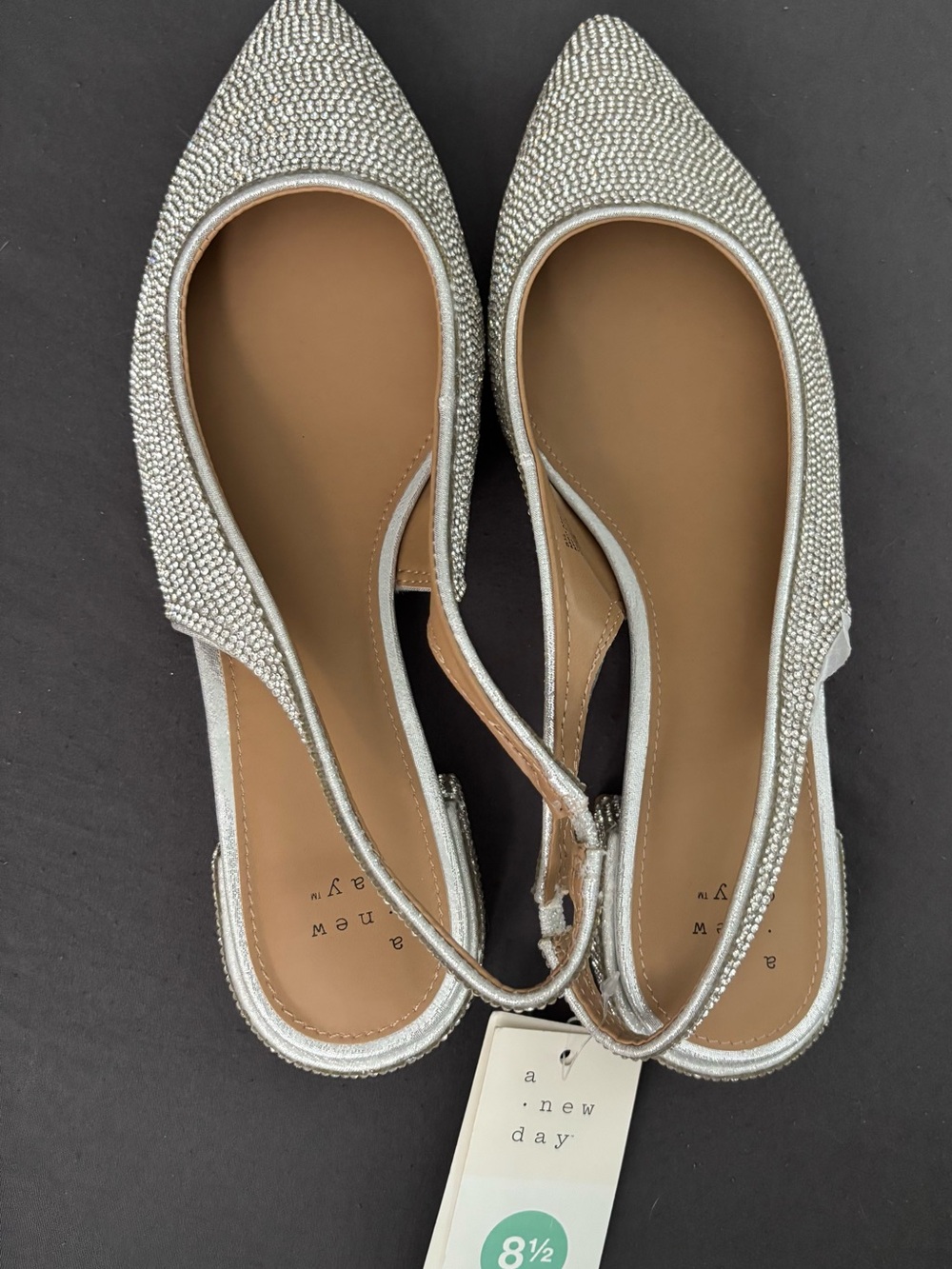 Target Silver Crystal Slingback Pointed Flats